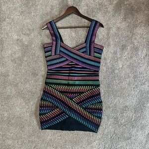 NWOT Rainbow Bandage Mini Dress